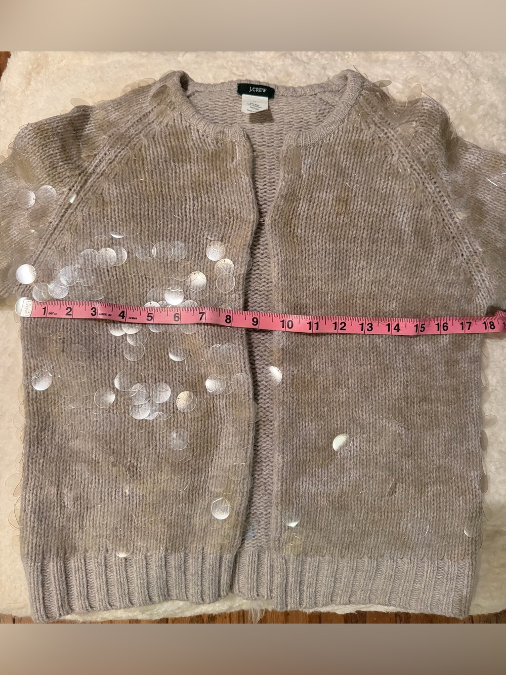 J Crew Wool Cashmere Cardigan Sweater with Clear Sequin Paillettes
Size Medium - Picture 3 of 5